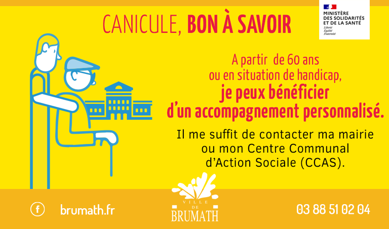 Le Centre Communal d’Action Sociale (CCAS) met à jour le registre canicule à destination des brumathois de plus de 65 ans, de plus de 60 ans inaptes au travail ou de plus de 18 ans en situation de handicap.