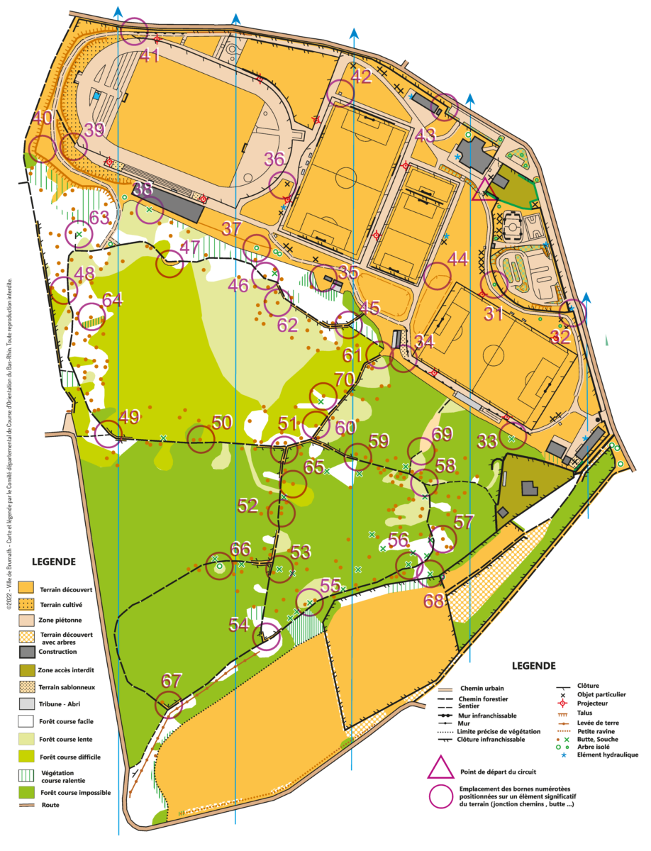 Carte parcours d'initiation à la course d'orientation