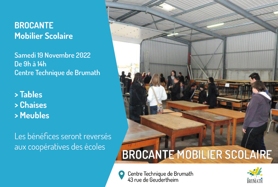 Affiche brocante Mobilier Scolaire